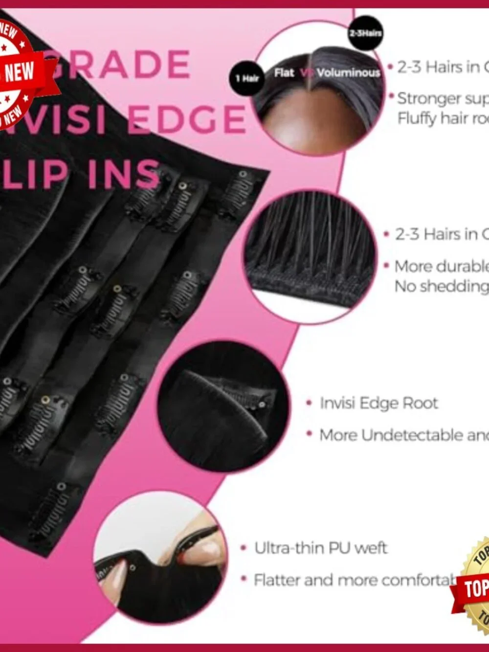 Human Hair Clip-In Extensions 14 Inch Silky Straight 7pcs 110g